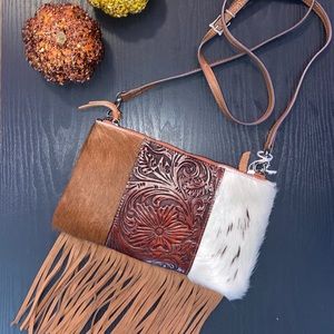 REAL leather fringe bag